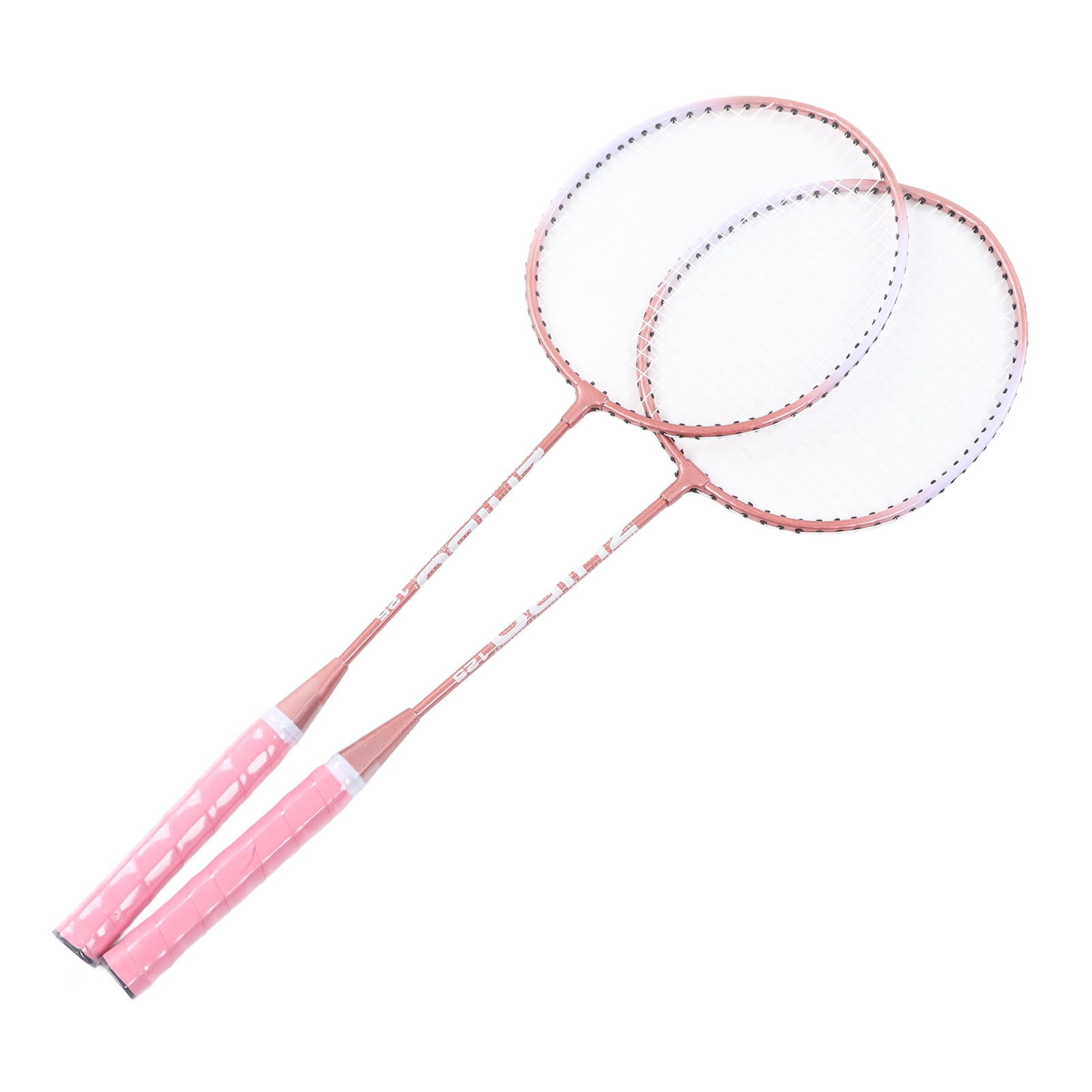 YAHHU Professional Badminton Rackets Set, Pink Iron Alloy Racquets for Beginners and Students, Includes 2 Lightweight Rackets and 1 Storage Bag, 25.6 inches / 65 cm Length for Indoor Outdoor Play