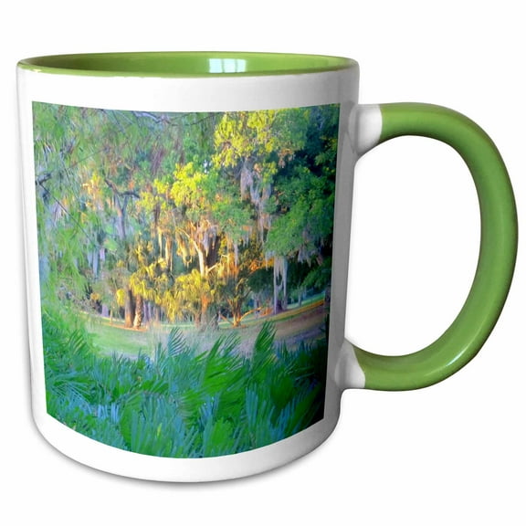 3drose, Florida Palm and Moss, 11oz Two-tone Green Mug