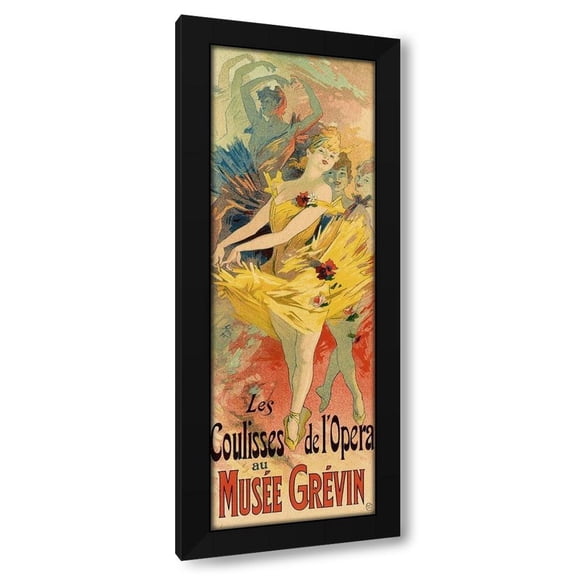 Jules Cheret 7x14 Black Modern Wood Framed Wall Art Titled - Les Coulisses de LOpera