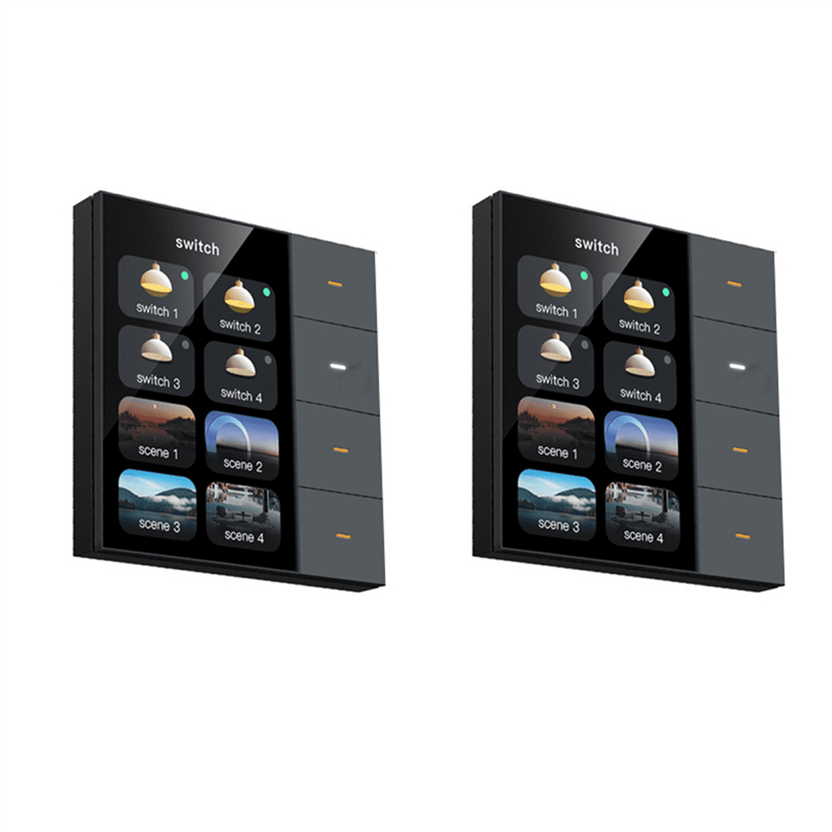 2pc 3.5Inch Smart Wall Switch Touch Screen 4 Groups Switch 8-Way Scene Radar Sensor Dimming Switch Curtain Tuya Zigbee A,2 x Smart Wall Switch