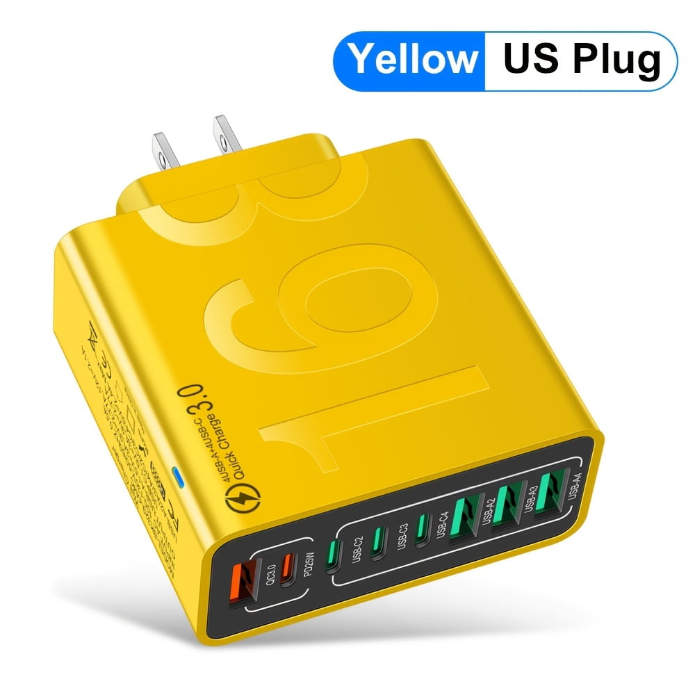 8 Ports PD + USB QC3.0 Type C Mobile Phone Fast Charging Adapter, 4PD + 4USB Fast Charging Charger Adapter, US Plug Portable Convenient Travel Charger Wall Charger