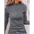 thumbnail image 2 of Weardear Long Sleeve Basic Tops for Women High Neck Slim Fitted T Shirts Solid Color Tight Tee Tops, 2 of 5