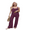 Wine Red, variant on LYMAYTER Womens Swimsuit Cover-Up Set Crochet Sling Top & Lounge Pants Vacation Beach Set