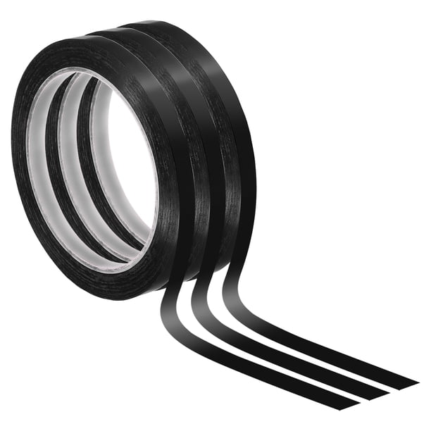 Uxcell Cinta para Pizarra Blanca de 5/16" x 72 Yardas Paquete de 3 Cinta delgada para borrado en seco negra