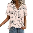 thumbnail image 4 of Xdegoge Button Down Shirts for Women Collared Neck Short Sleeve Casual Vintage Workwear Loose Fit Abstract Graphic Print Blouse Lightweight Breathable Summer Spring Tops, 4 of 6