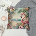 thumbnail image 2 of Shangniulu Vintage Christmas Style Farmhouse Pillow Cover&nbsp;Flamingos Wear Santa Hats Decoraive Home Cushion CoverFlowers Outdoor Decor for Sofa Couch Pillowcase (Winter Flamingo) White, 2 of 5