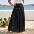 thumbnail image 6 of Lnmiateer Women Summer Beach Boho Long Skirt Linen Fabric Smocked High Waist Layered Flowy A Line Design Shell Star Casual Vacation Daily Wear, 6 of 6
