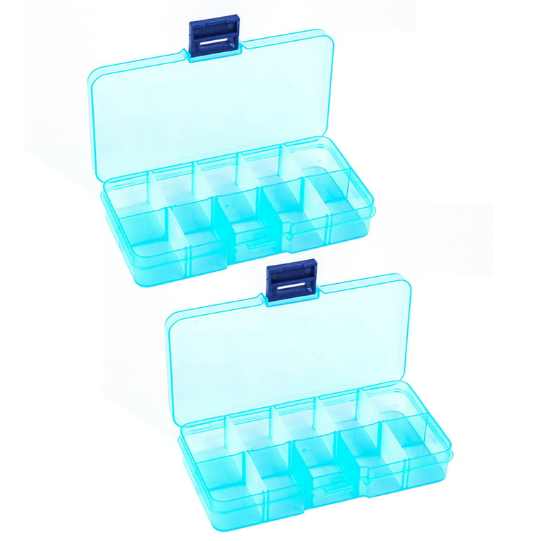 VEAREAR 2Pcs/Set Fishing Gear Storage Box Transparent High Capacity Visible  10 Grids Fishing Tackle Boxes for Outdoor 