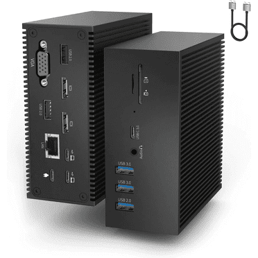 16 in 2 USB C Docking Station, Universal USB C Dock Triple Display with 4K HDMI,VGA,100W PD Input Multiport Hub for MacBook Pro/Air,Lenovo,HP,Dell(USB-A/C 3.0,RJ45,Audio&Mic,SD/TF)