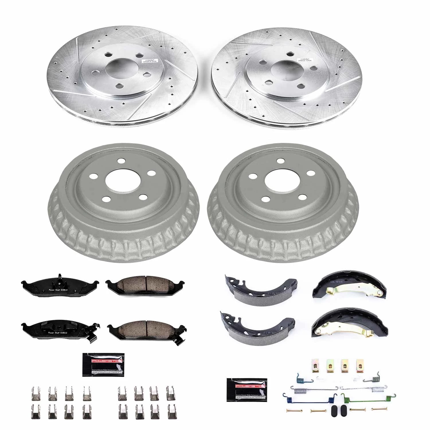 PowerStop Front and Rear Z23 Evolution Sport Brake Pad Rotor Drum and Shoe Kit Fits: DODGE PLYMOUTH Select Models K15144DK