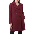 thumbnail image 1 of Unique Bargains Women's Notched Lapel Double Breasted Mid Length Overcoat, 1 of 7