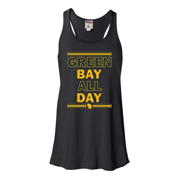 Womens Green Bay All Day Flowy Racerback Tank Top T-Shirt