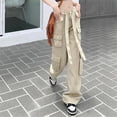 thumbnail image 4 of Baggy Cargo Pants for Women Casual Comfy Tie Drawstring Retro Streetwear Trousers Straight Leg Punk Pants with Multi Pockets, 4 of 6