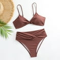 thumbnail image 5 of Gubotare Womens Swimsuits Two Piece High Waisted Tummy Control Bathing Suits Color Block Criss Cross Wrap Front Bikini Sets (Brown,L), 5 of 7