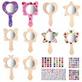 thumbnail image 1 of Paquete de 10 manualidades con espejos de madera para niños, mini espejos de princesa de madera, espejo de mano sin terminar, 1 of 5