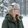 thumbnail image 5 of TOPTIE Winter Hats Windproof Faux Fur Trapper Hat with Earflaps Warm Hat for Men Women-Blue, 5 of 7
