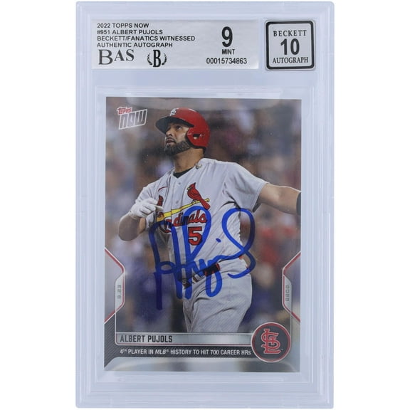 Albert Pujols St. Louis Cardinals Autographed 2022 Topps Now #951 Beckett Fanatics Witnessed Authenticated 9/10 Card - Fanatics Authentic Certified