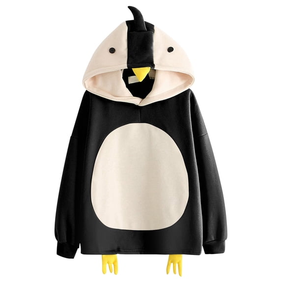 Tiweut Women Sweatshirt Cartoon Chick Design Cozy Lined Long Sleeve Hooded Sweatshirt Regular Blouse