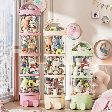 Lirehad Transparent Vertical Toy Organizer Doll Storage Bucket Large Capacity Dustproof Easy to Install Vertical Stuffed Animal Storage Tube