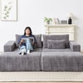 thumbnail image 3 of 87" Oversized 2-Seat Corduroy Lounge Chaise with Removable Footstools, No Assembly - Indoor Living Room and Bedroom Comfort, 3 of 5
