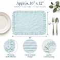 thumbnail image 2 of Ruffled Striped Rectangular Placemats, Washable Fabric Table Mats for Kitchen Dining Room, Boho Farmhouse Table Decor, Non-Slip Heat Resistant​, Blue, 2 of 7