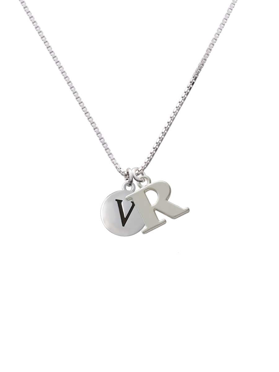 Pebble Disc - R - Initial Necklace 