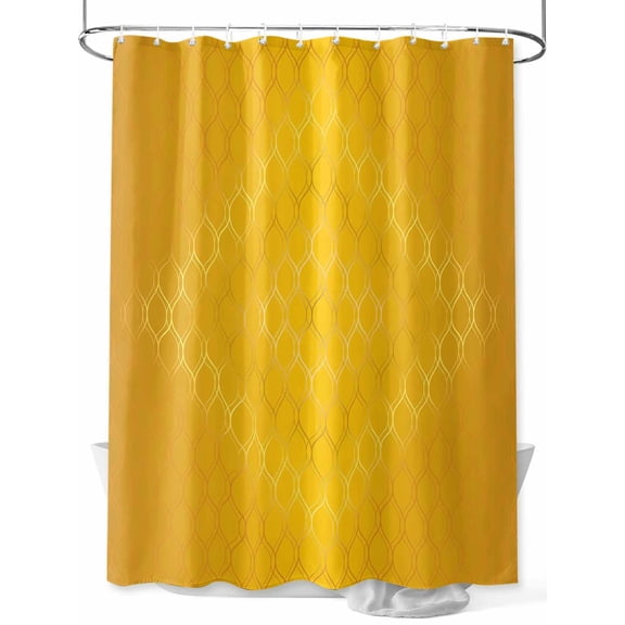 Yellow Gradient Shower Curtain, Simple Line Modern Abstract Waterproof Shower Curtain Set with 12 Hooks Lightweight Washable Fabric Shower Curtains for Bathroom 72x72 Inches