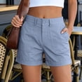 thumbnail image 4 of Dpjklzsn Women's High-Waisted Tailored Shorts - Button & Zip Front, Side Pockets and Rolled Cuffs for Work, Travel and Dressy Casual Outfits, 4 of 8