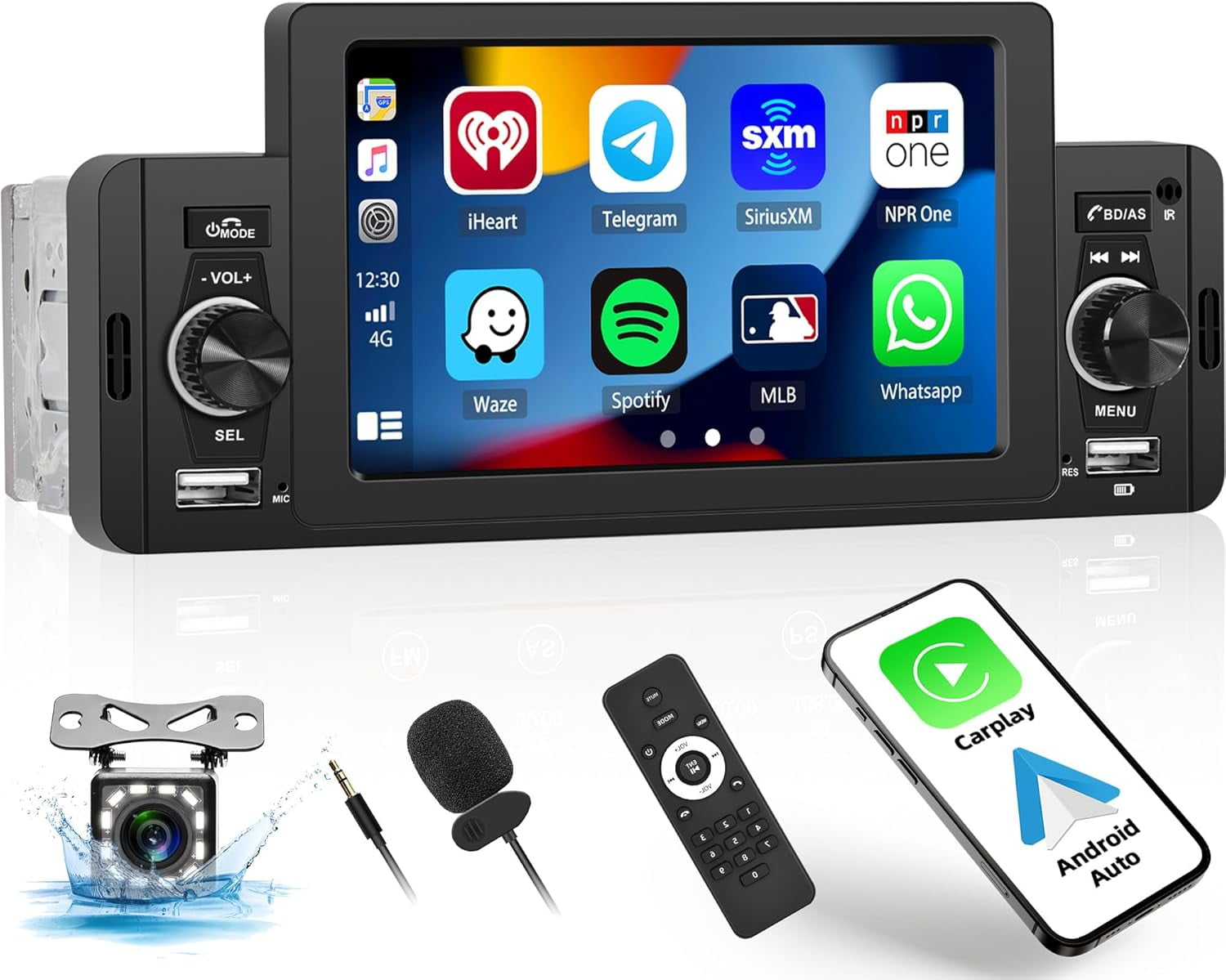 Carplay Autoradio Autoradio 1 DIN Rimoody 7 Pouces - Bluetooth, Mirror Link Et Caméra De Recul Inclus Radio Voiture USB Type C