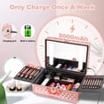 thumbnail image 3 of Furvclv Makeup Bag, Cosmetic Train Case With 3 Color Light Up LED Mirror & Built-in 3000mAh Battery, Portable Makeup Artist Organizer Bag With Dividers, Makeup Case For Travel, 3 of 9