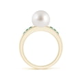 thumbnail image 2 of ANGARA South Sea Cultured Pearl Ring with Emeralds in 14K Yellow Gold for Women | June Birthstone, Birthday, Anniversary, Jewelry Gift for Women | Pearl Ring, 2 of 8