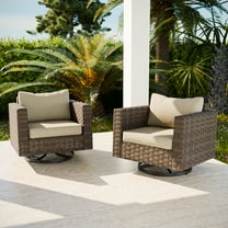 COOS BAY Lanai Chic 2 PCS Patio Rocking Swivel Cushioned Chair with Widened Rattan Weaving