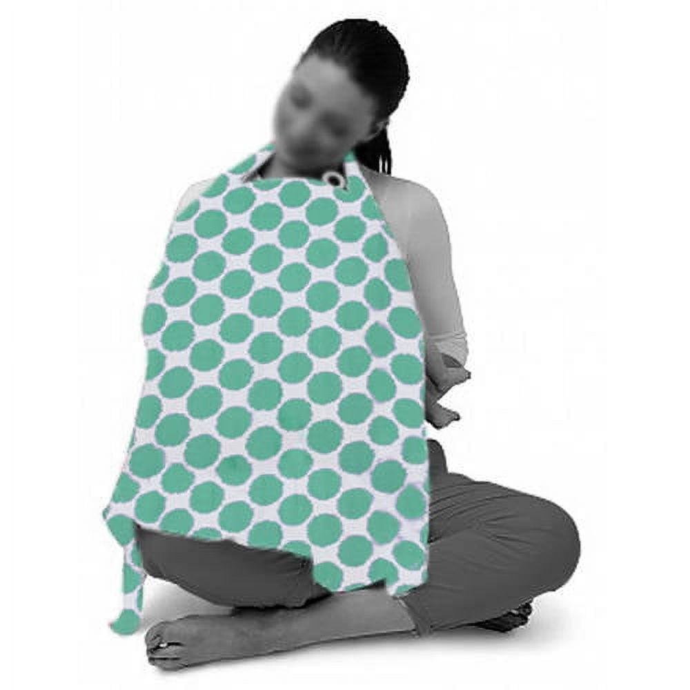 Bacati Ikat Mint Dots 100 Percent Cotton Breathable Muslin Breastfeeding/Nursing Privacy Cover