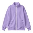 thumbnail image 6 of Plebaso Women's Zip up Sweatshirt Jacket Collared Hoodless Long Sleeve Fall Winter Outerwear with Pockets, 6 of 7