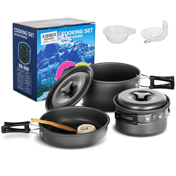 Kitchenware set,Pot Pan 10pcs Cookware With Portable Cookware Mess Kit Set With Portable Cookware Set Picnic 2-3 Person Pan Non-stick Suitable