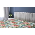 thumbnail image 5 of Ambesonne Spring Fitted Sheet, Abstract Watercolor Flora, King Size, Scarlet and Pale Blue Grey, 5 of 5