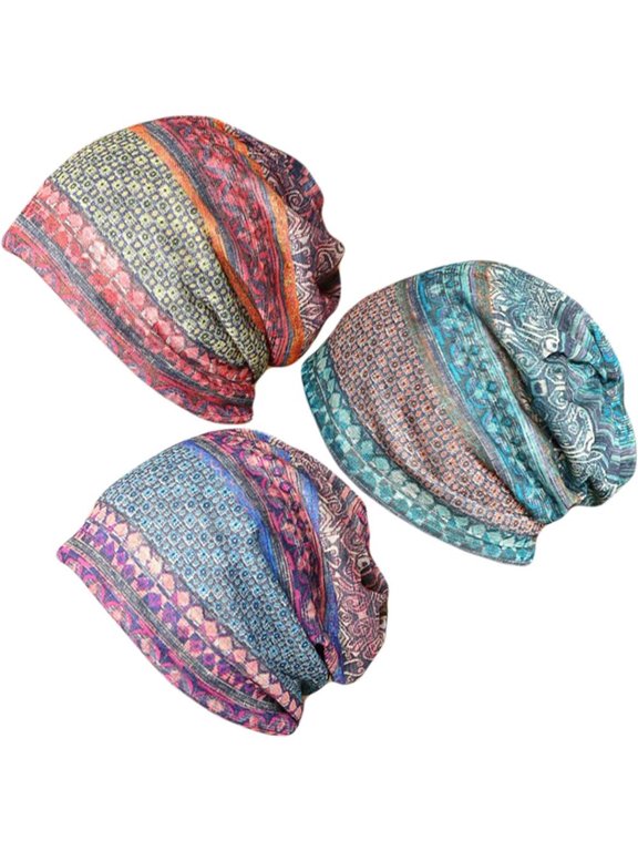 3 PCS Women's Slouchy Beanie Hat, Chemo Caps Cancer Headwear Hats Boho Turban Baggy Sleeping Cap Scarf Fashion Accessories, Fit for Daily Casual Wear, Hiking, Outdoor Activities