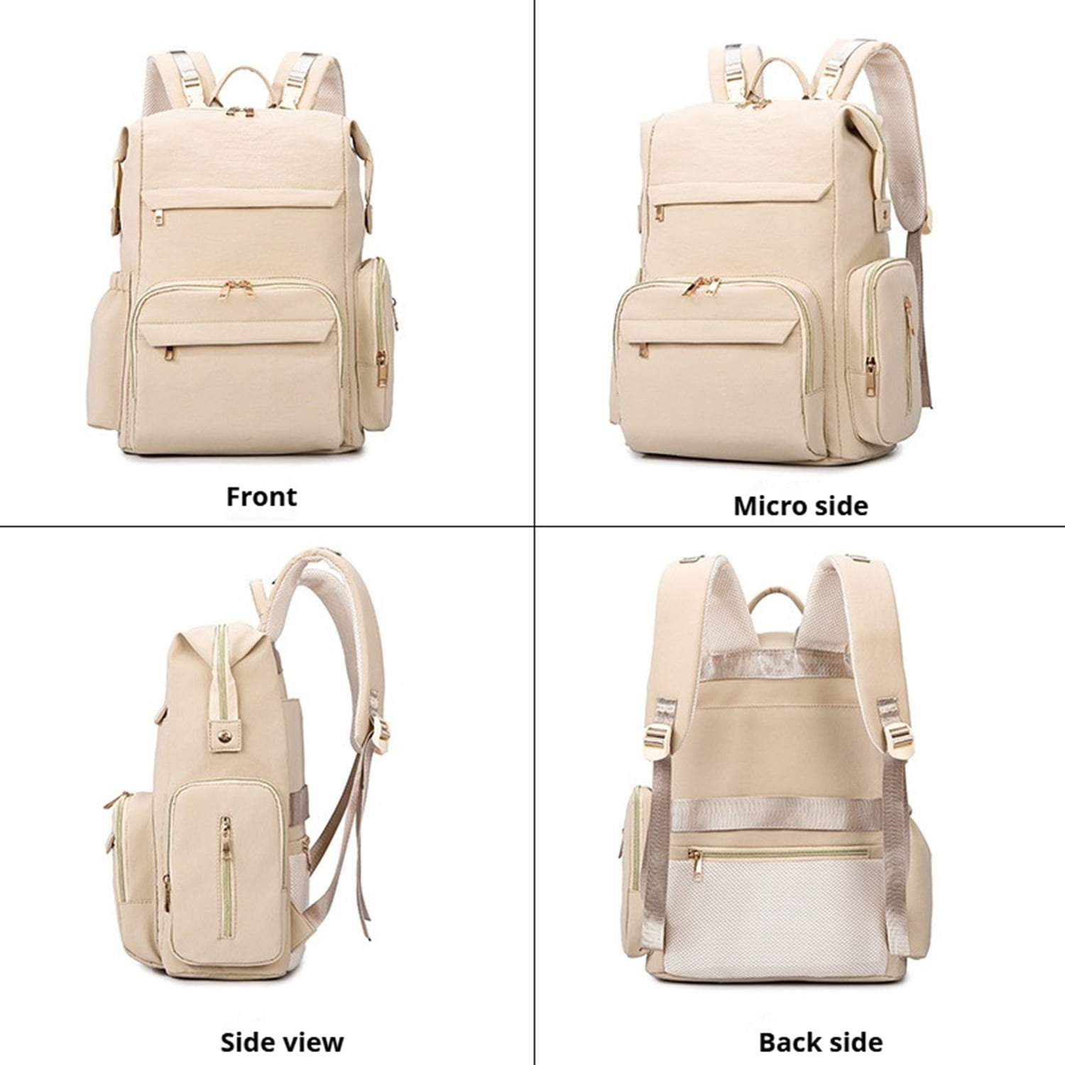SNOW DEER Diaper Bag, Multi-Function Large Capacity Diaper Backpack, Portable Solid Color Maternity Backpack for Outdoor Travel, Waterproof Baby Diaper Bag with Stroller Straps for Mom & Dad