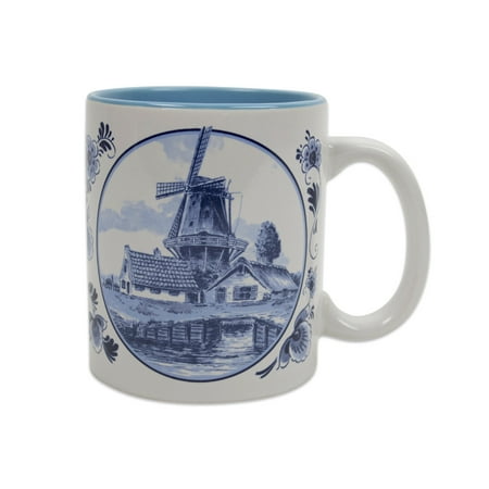 Oktoberfest Haus Blue Ceramic Dutch Gift Delft Windmill Coffee Mug 12 oz