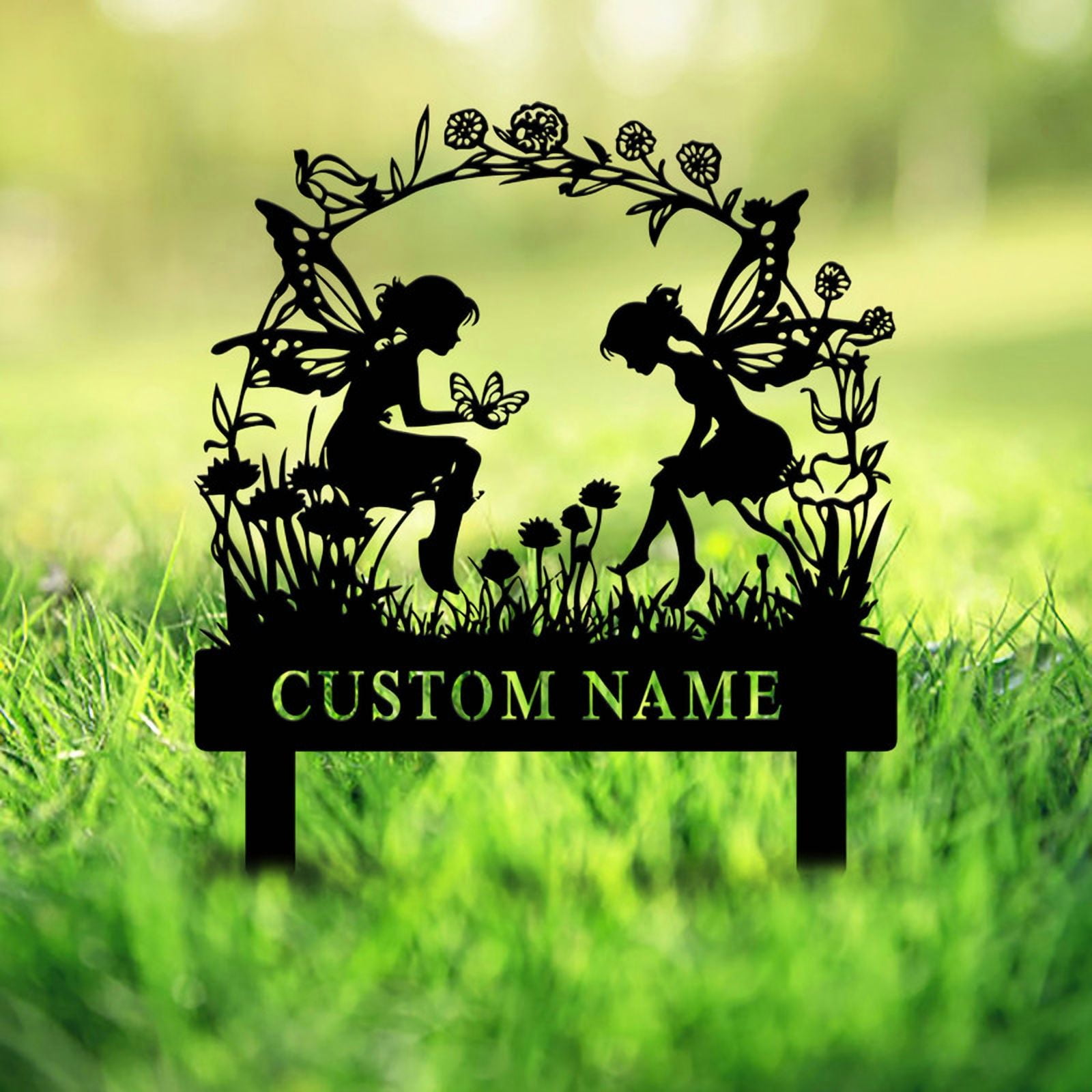 Personalized Garden Statue Stake Metal Sign | Custom Name Address Number Yard Sign Lawn Patio Decorative Outdoor Plaque Housewarming Gift