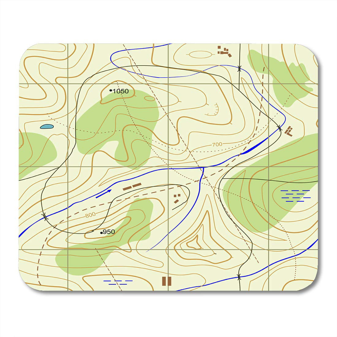 JSDART Motif de carte topographique abstraite topographique marron remplit  superbe topographie verte Tapis de souris Tapis de souris Tapis de souris 9  x 10 pouces