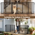 thumbnail image 3 of Dog Gate, Domipet 6 Panels Pet Gate Freestanding, 120''Extra Wide Dog Gate 32''Height Pet Playpen for Doorways, Black, 3 of 10