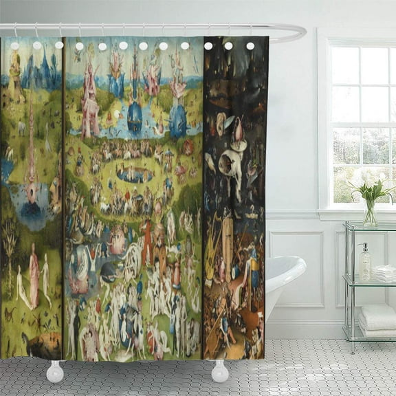 Libin Fantasy Hieronymus Bosch Vintage Surreal Painting Bestiary Artistic Renaissance Shower Curtain 66x72 inch