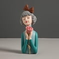 thumbnail image 3 of GROWTH TANK Statue en Résine Rangement de Fleurs Séchées, Visage Animé pour Filles Bleu Décoratif, 3 of 6