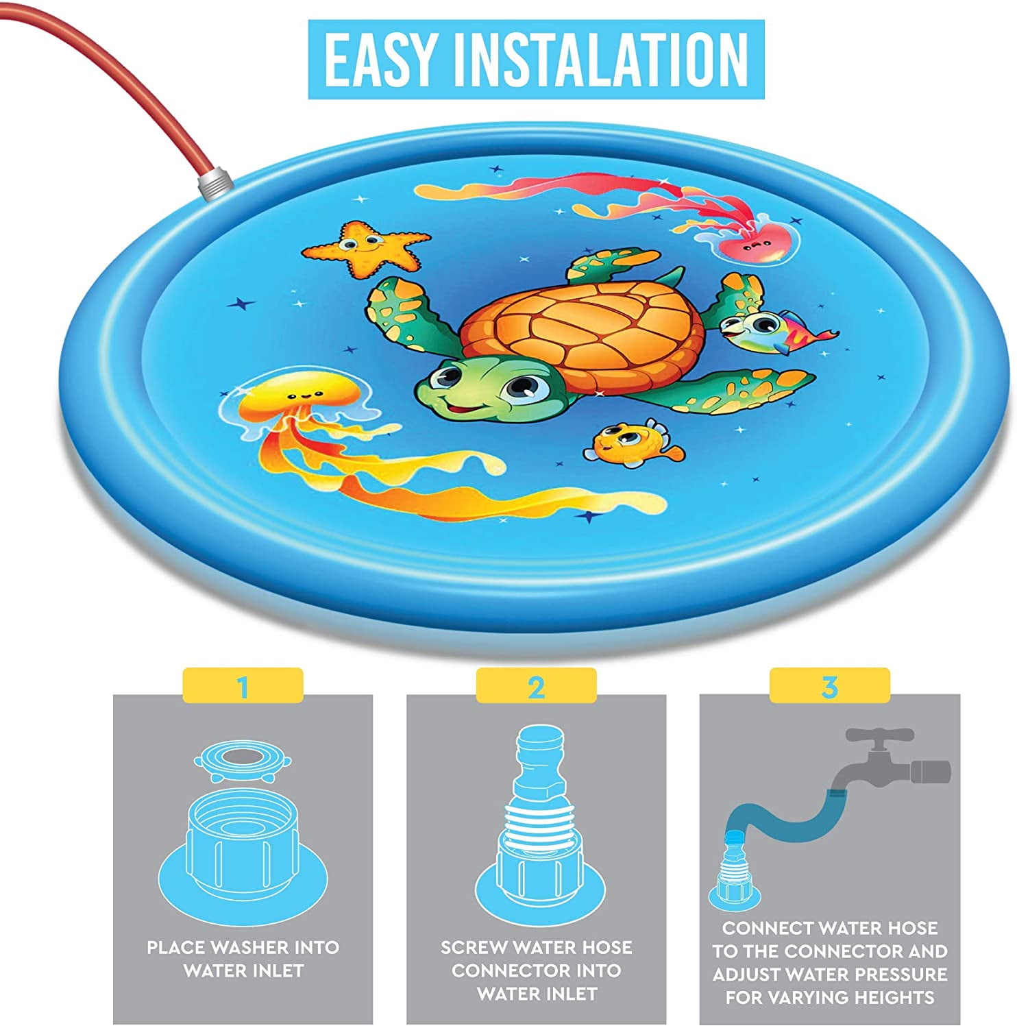 Inflatable Splash Pad Sprinkler for Kids Toddlers, Kiddie Baby Pool, Outdoor Games Water Mat Toys - Baby Infant Wadin Swimming Pool - Fun Backyard Fountain Play Mat for 1 -12 Year Old Girls Boys (68")