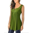 thumbnail image 3 of Yolossia Womens Solid Color Sleeveless Buttons T Shirt Pleated Vest Tank Tops, 3 of 4
