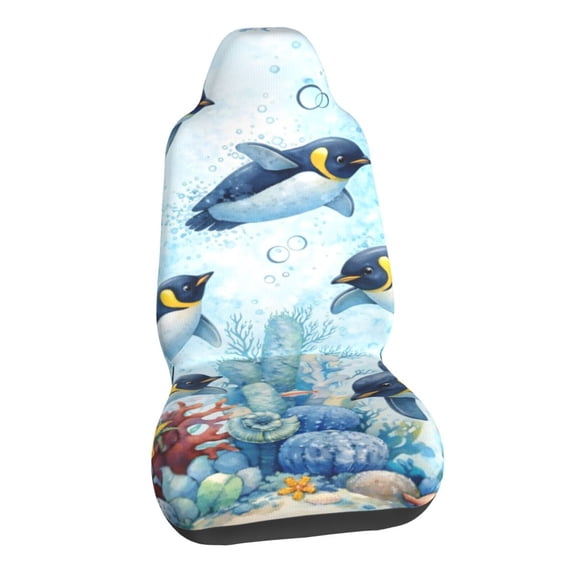 Cute Penguin Ocean Car Seat Covers Stretch Car Seat Protectors Universal Fit