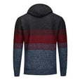 thumbnail image 4 of Donemore Men's Fleece-Lined Thickened Striped Elastic Knit Sweater Hooded Cardigan Jacket with Pockets & Drawstrings, 4 of 4