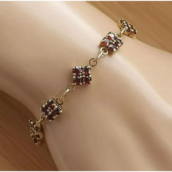 Hitanshu Jewels Round Cut Red Cubic Zirconia Gorgeous For Womens Tennis Bracelet 14k Yellow Gold Plated