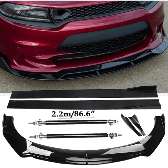 Front Bumper Lip Spoiler Side Skirts Rear Glossy Black For Dodge Charger